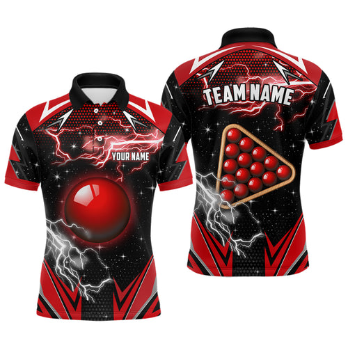 Personalized Snooker Thunder Lightning 3D Printed Men Billiard Shirt, Snooker Billiard Jerseys |Red TDM1942