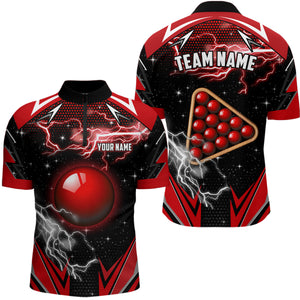 Personalized Snooker Thunder Lightning 3D Printed Men Billiard Shirt, Snooker Billiard Jerseys |Red TDM1942