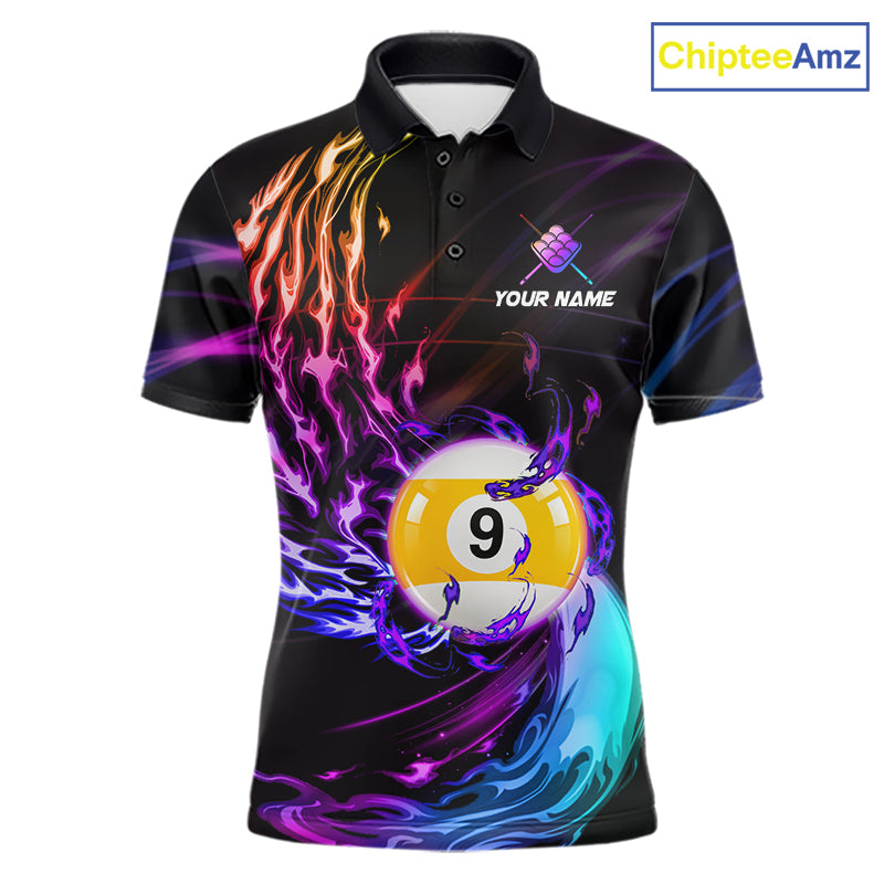 Personalized Purple Blue 9 Ball Billiard Pool Shirts For Men Custom Glowing Billiard Team Jersey TDM7743