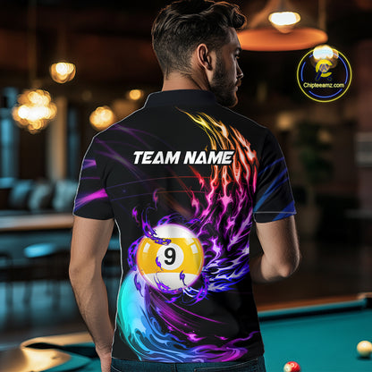 Personalized Purple Blue 9 Ball Billiard Pool Shirts For Men Custom Glowing Billiard Team Jersey TDM7743