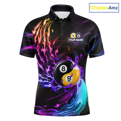 Blue And Purple Custom Yin-Yang 8 Ball 9 Ball Billiard Shirts For Men Custom Pool Team Jersey TDM7744