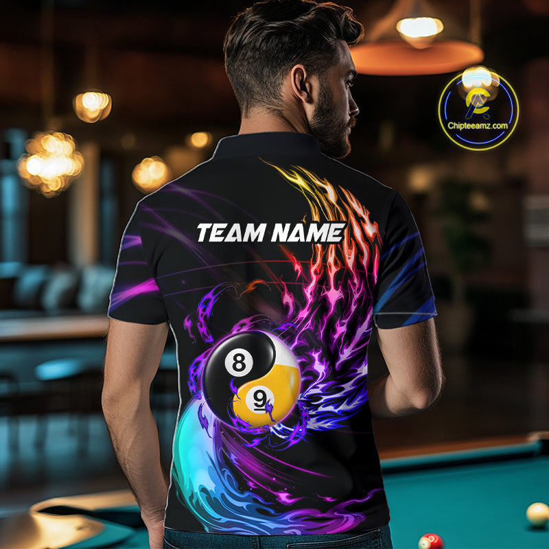 Blue And Purple Custom Yin-Yang 8 Ball 9 Ball Billiard Shirts For Men Custom Pool Team Jersey TDM7744