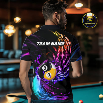 Blue And Purple Custom Yin-Yang 8 Ball 9 Ball Billiard Shirts For Men Custom Pool Team Jersey TDM7744