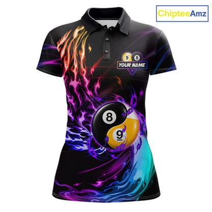 Blue And Purple Custom Yin-Yang 8 Ball 9 Ball Billiard Shirts For Women Custom Pool Team Jersey TDM7744