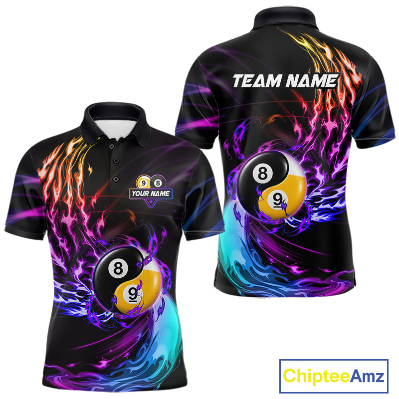 Blue And Purple Custom Yin-Yang 8 Ball 9 Ball Billiard Shirts For Men Custom Pool Team Jersey TDM7744