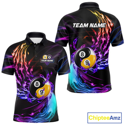Blue And Purple Custom Yin-Yang 8 Ball 9 Ball Billiard Shirts For Men Custom Pool Team Jersey TDM7744