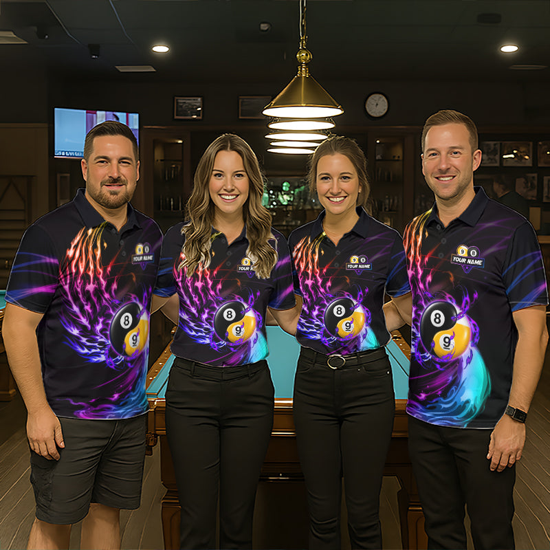 Blue And Purple Custom Yin-Yang 8 Ball 9 Ball Billiard Shirts For Men Custom Pool Team Jersey TDM7744