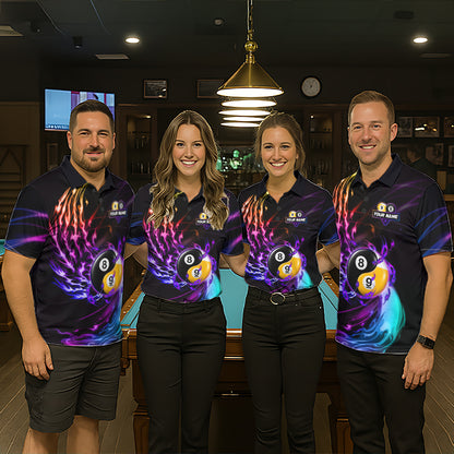 Blue And Purple Custom Yin-Yang 8 Ball 9 Ball Billiard Shirts For Men Custom Pool Team Jersey TDM7744
