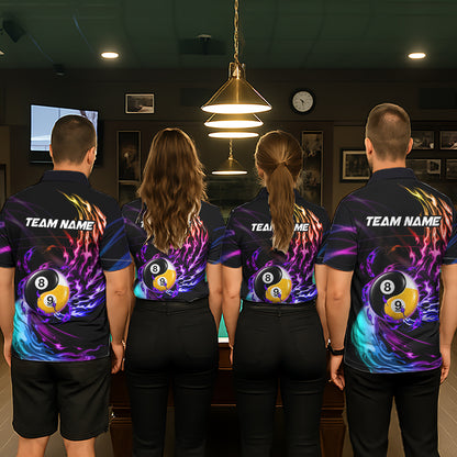 Blue And Purple Custom Yin-Yang 8 Ball 9 Ball Billiard Shirts For Men Custom Pool Team Jersey TDM7744