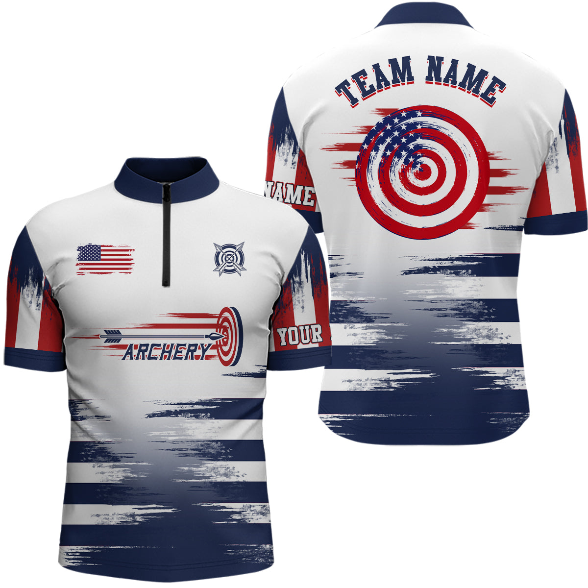 Personalized White US Archery Target Men Quarter-Zip Shirts Custom Arc ...