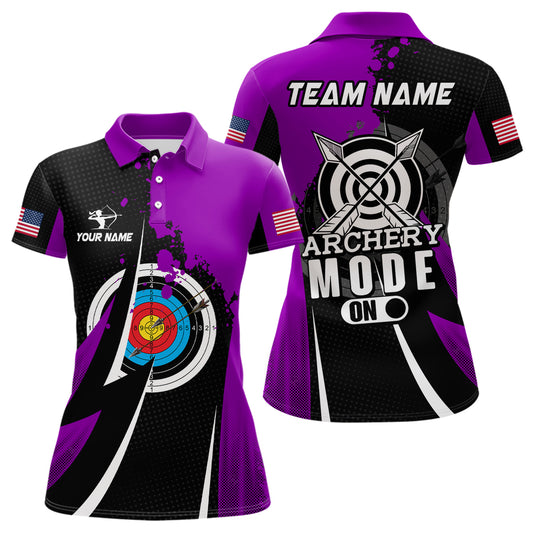 Personalized Purple Jerseys Archery Mode On Polo Shirts For Women Custom Archery Jerseys Team Shirts TDM0673
