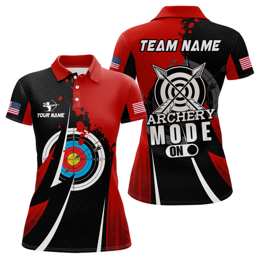 Personalized Red Jerseys Archery Mode On Polo Shirts For Women Custom Archery Jerseys Team Shirts TDM0670