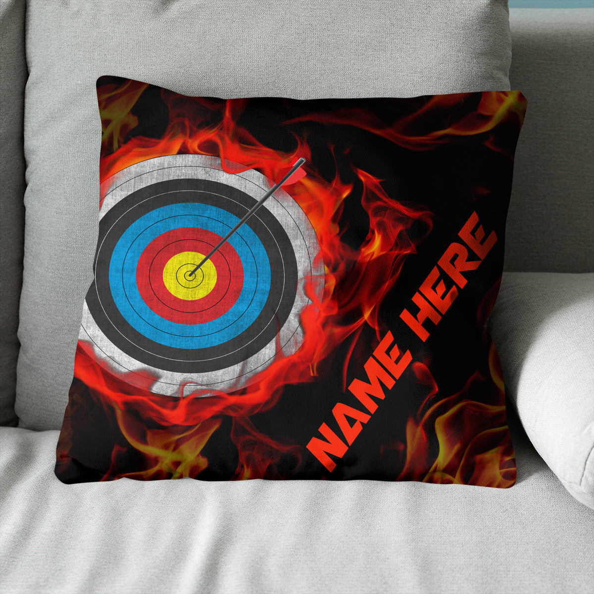 Customized Archery 3d Target On Fire Pillow, Throw Pillows Archery Gifts TDM0846