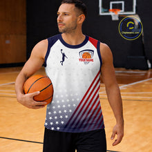 Load image into Gallery viewer, Personalized American Flag Basketball Jersey Custom Name &amp; Number Patriotic Basketball Shirt|White TDM5629