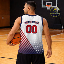 Load image into Gallery viewer, Personalized American Flag Basketball Jersey Custom Name &amp; Number Patriotic Basketball Shirt|White TDM5629