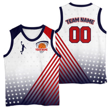 Load image into Gallery viewer, Personalized American Flag Basketball Jersey Custom Name &amp; Number Patriotic Basketball Shirt|White TDM5629