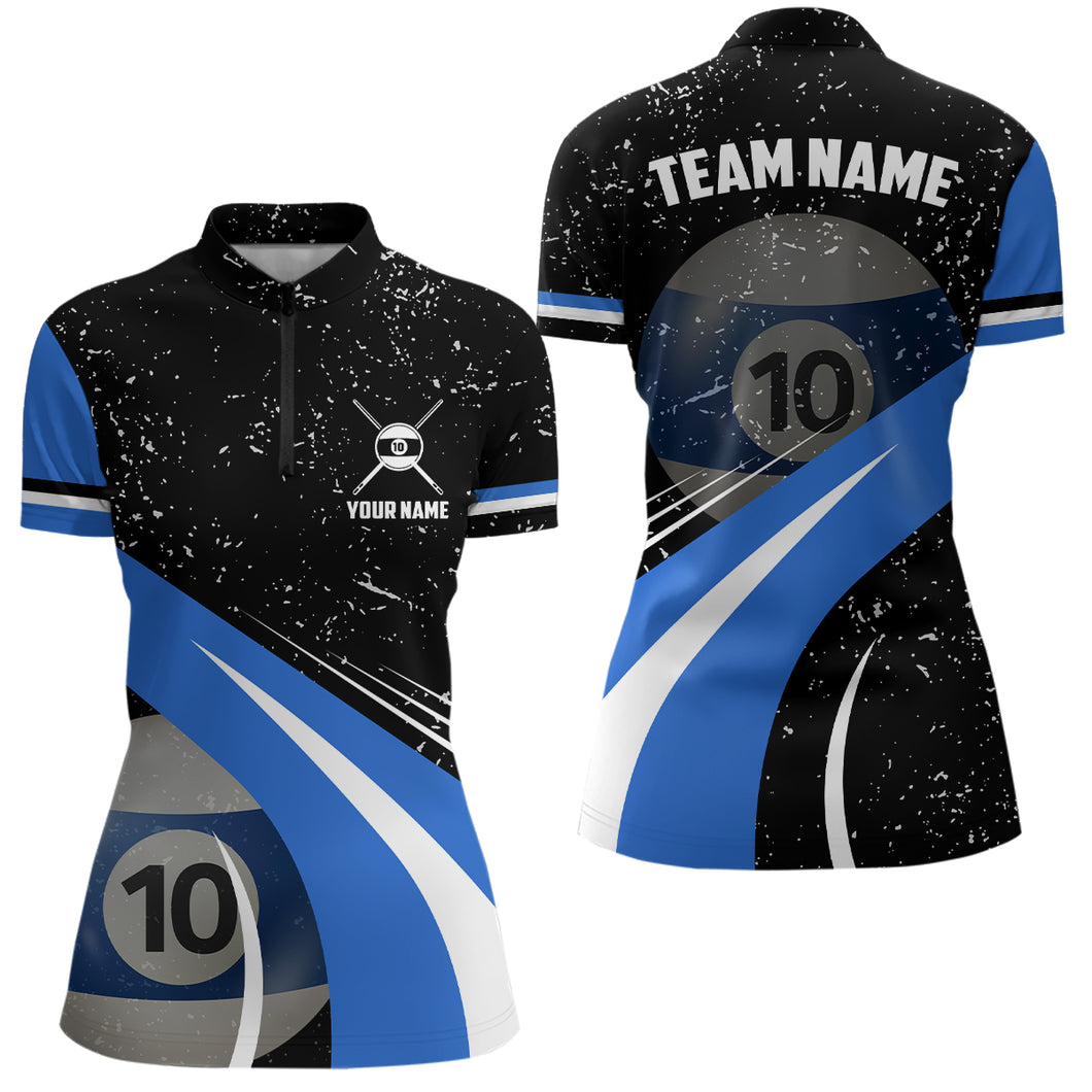 10 Ball Pool Billiard Jersey Grunge Style Custom Women Quarter-Zip Shirt, 10 Ball Pool Shirt TDM1033