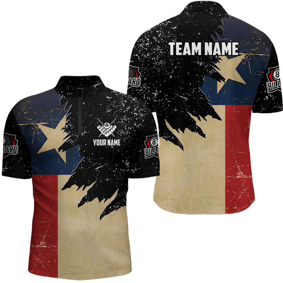 Personalized Retro Texas Flag Billiard Shirts For Men Custom Patriotic ...