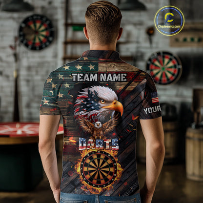 American Flag 3D Dartboard Fire Flame Custom Eagle Darts Shirt For Men, Patriotic Dart Team Jersey TDM4717