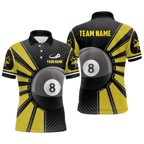 Billiard 8 Ball Yellow Version Personalized Name 3D Polo Shirts For Men Custom Team Pool Shirt TDM0261