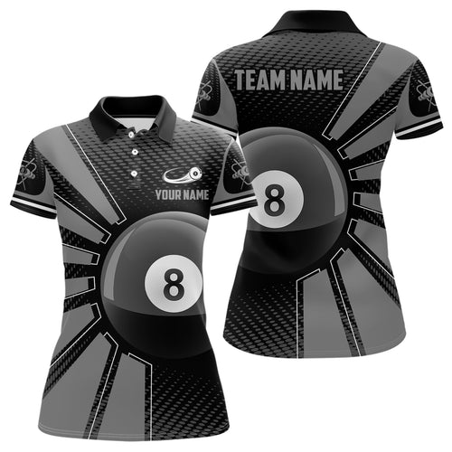 Billiard 8 Ball Grey Version Personalized Name 3D Polo Shirts For Women Custom Team Billiard Shirts  TDM0263