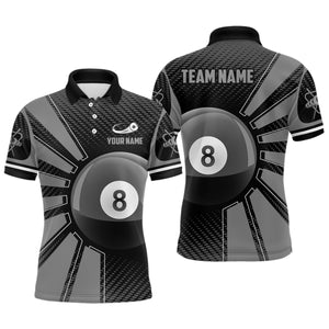 Billiard 8 Ball Grey Version Personalized Name 3D Polo Shirts For Men Custom Team Billiard Shirts  TDM0263