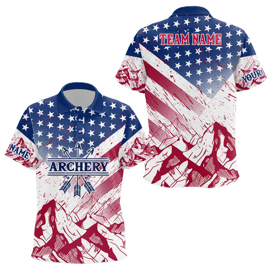 Personalized American Archery Polo Shirts For Kid Custom Full Printing USA Flag Archery Team Shirts TDM0478