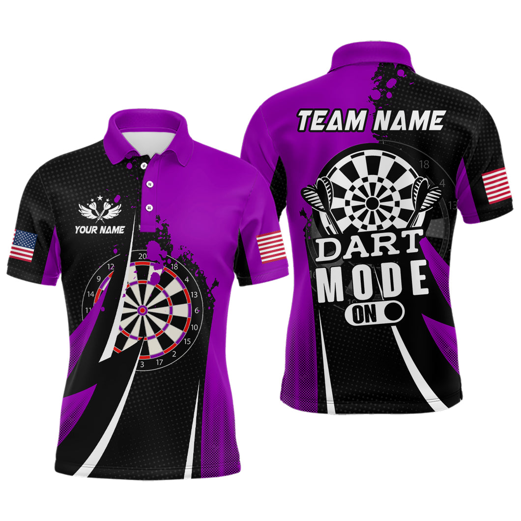 Personalized Purple Dart Mode On Men Darts Polo Shirts Custom Name Darts Jersey Team Shirts TDM1174