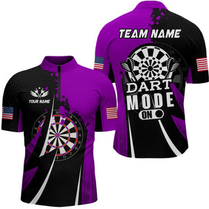 Personalized Purple Dart Mode On Men Quarter-Zip Shirts Custom Darts Jersey Team Shirts TDM1174