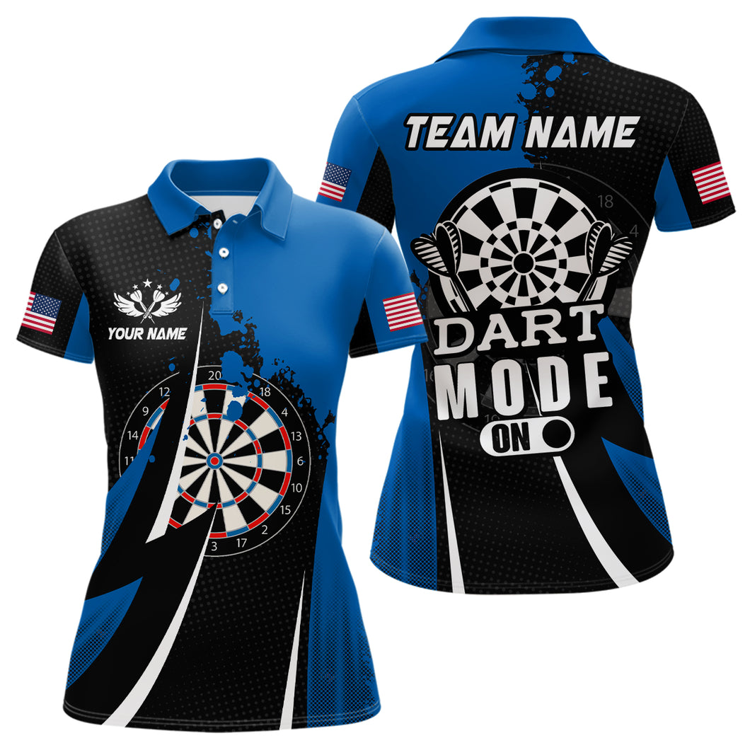 Personalized Blue Dart Mode On Women Darts Polo Shirts Custom Name Darts Jersey Team Shirts TDM1175