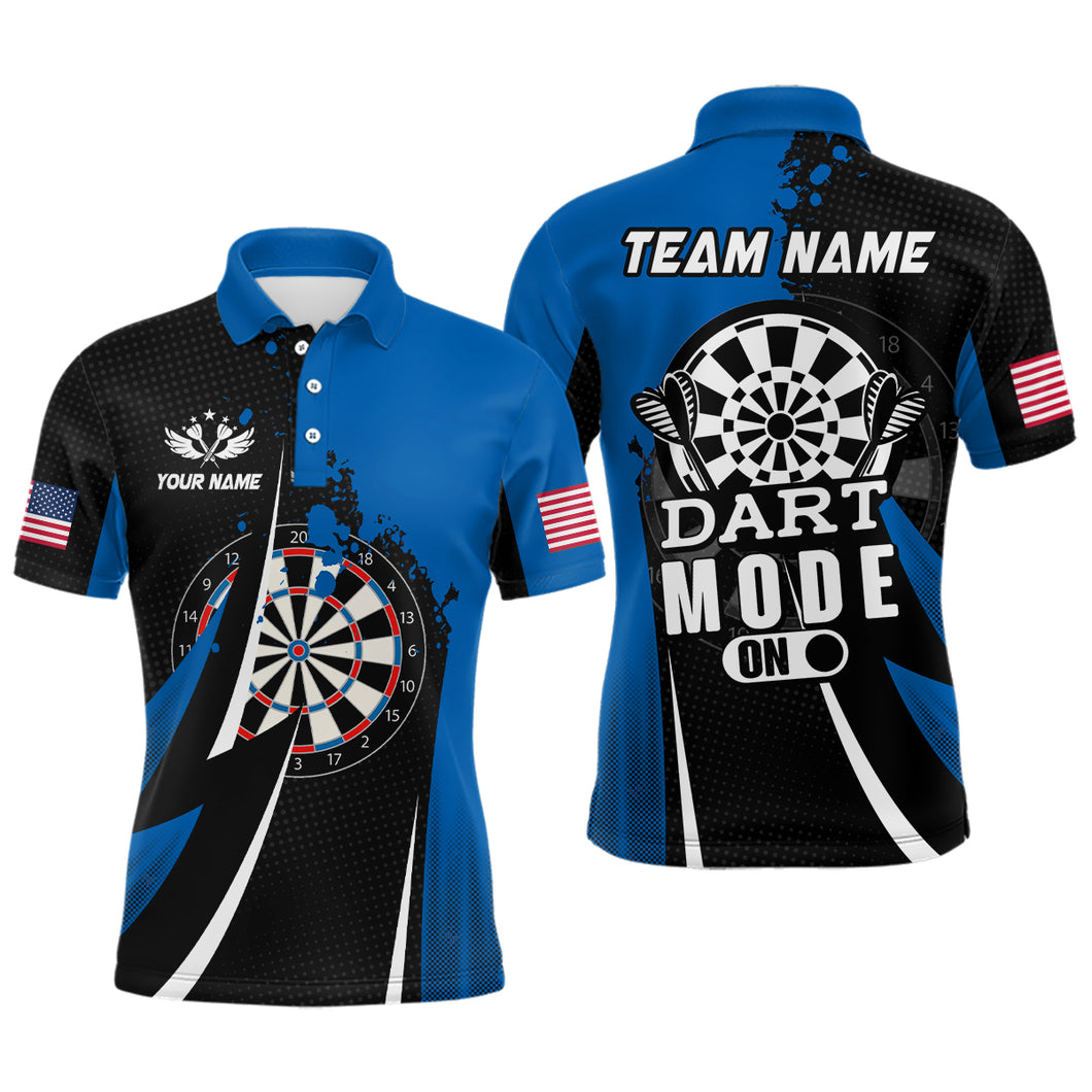 Personalized Blue Dart Mode On Men Darts Polo Shirts Custom Name Darts Jersey Team Shirts TDM1175