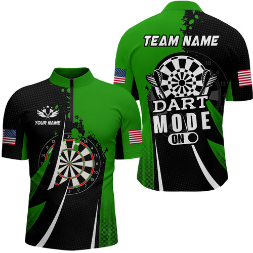 Personalized Green Dart Mode On Men Quarter-Zip Shirts Custom Darts Jersey Team Shirts TDM1176