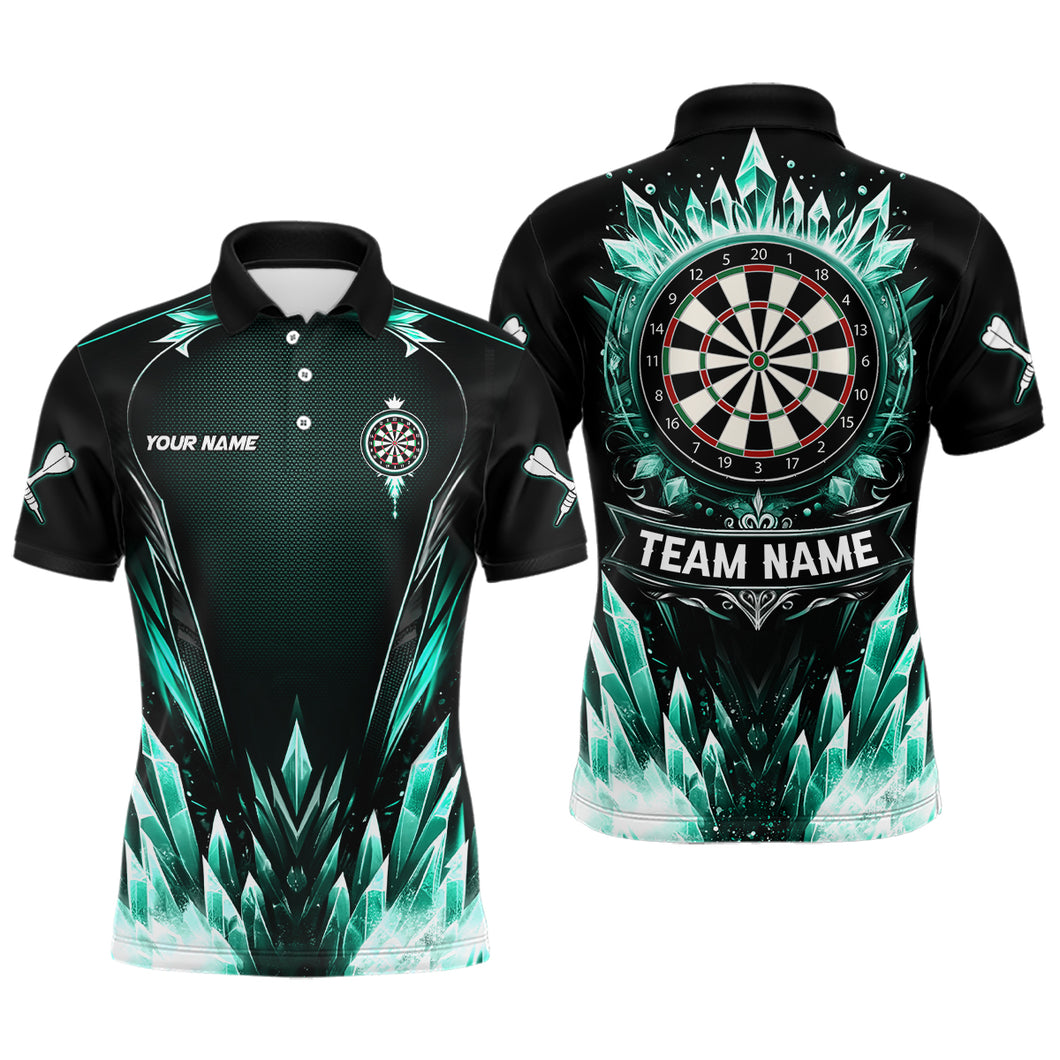 Personalized Turquoise Icy Dartboard Custom Darts Polo & Quarter Zip For Men, Team Dart Jerseys TDM3670