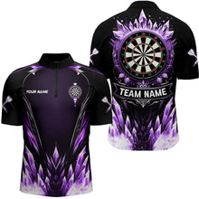 Load image into Gallery viewer, Personalized Purple Icy Dartboard Custom Darts Polo &amp; Quarter Zip For Men, Team Dart Jersey Outfit TDM3671