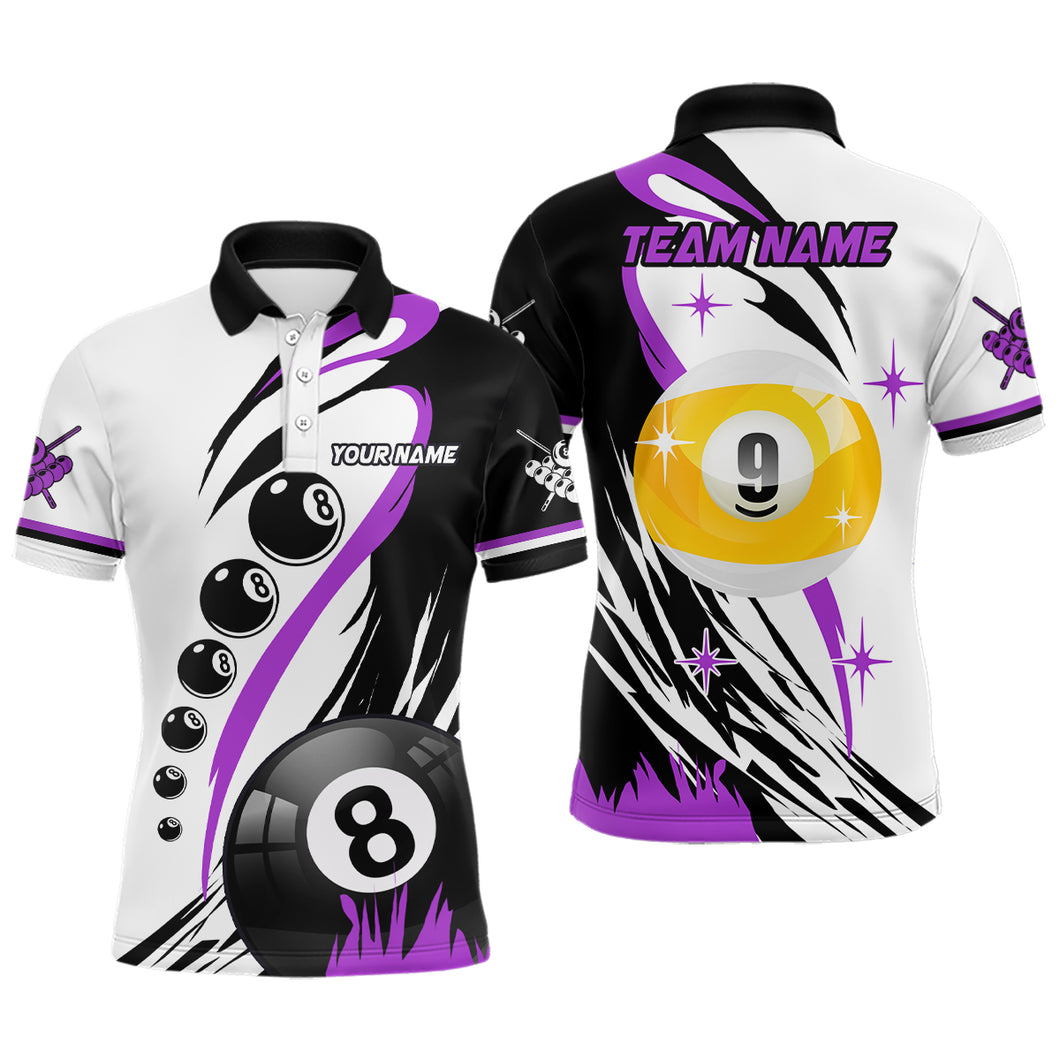 Personalized Billiard 8 Ball & 9 Ball Pool Shirts For Men Custom Billiard Team Jerseys | Purple TDM2408