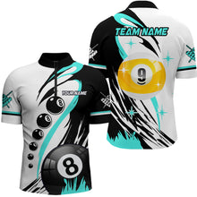 Load image into Gallery viewer, Personalized Billiard 8 Ball &amp; 9 Ball Pool Shirts For Men Custom Billiard Team Jerseys | Turquoise TDM2410