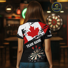 Load image into Gallery viewer, Personalized Grunge Canada Flag Dart Women Quarter-Zip Shirt, Patriotic Canadian Dart Jerseys TDM1187