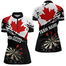 Load image into Gallery viewer, Personalized Grunge Canada Flag Dart Women Quarter-Zip Shirt, Patriotic Canadian Dart Jerseys TDM1187