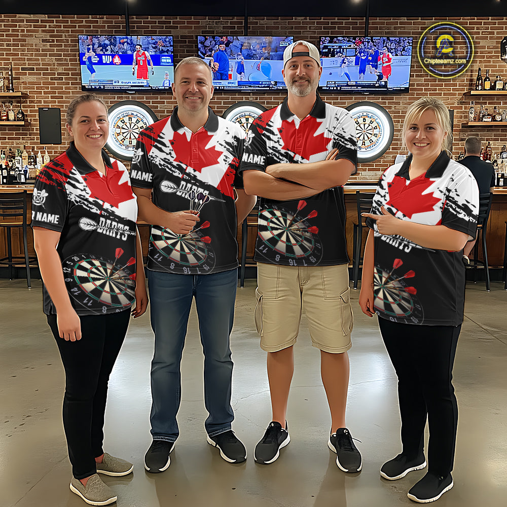 Personalized Grunge Canada Flag Dart Women Quarter-Zip Shirt, Patriotic Canadian Dart Jerseys TDM1187