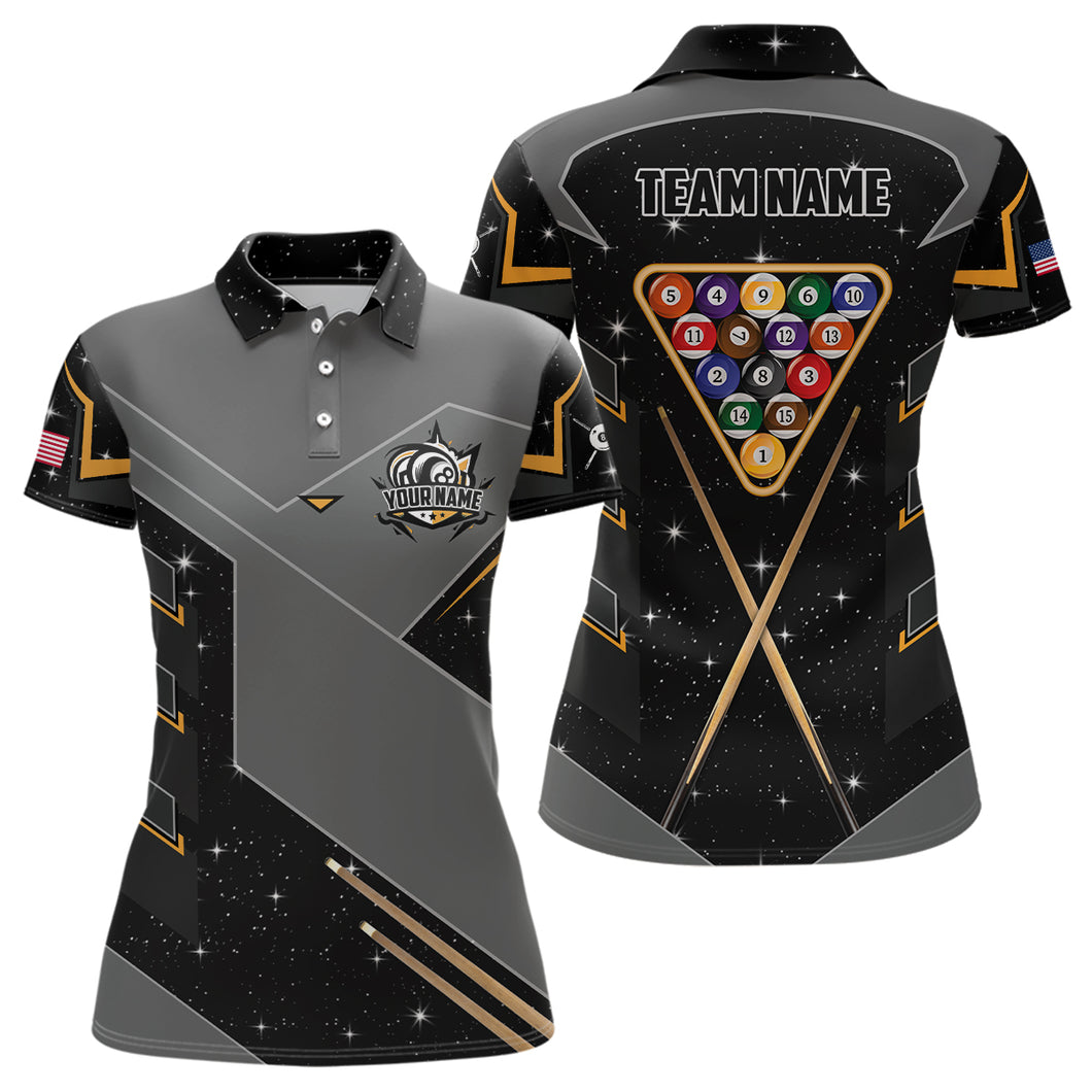 Personalized 8 Ball Pool Billiard Polo Shirts For Women Custom 8 Ball Billiards Attire Jerseys TDM1376