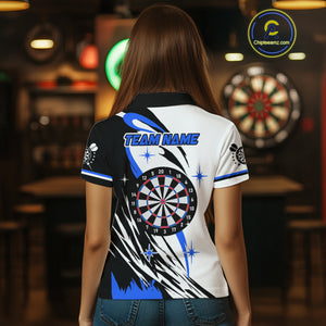 Personalized Funny Dartboard Darts Polo & Quarter Zip For Women Custom Darts Team Jerseys | Blue TDM4124