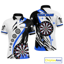 Load image into Gallery viewer, Personalized Funny Dartboard Darts Polo &amp; Quarter Zip For Men Custom Darts Team Jerseys | Blue TDM4124