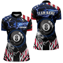 Load image into Gallery viewer, US Flag Lightning 8 Ball Pool Billiard Jerseys For Women Custom Patriotic Team League Billiard Shirts TDM1953