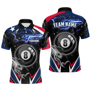 Texas Flag Lightning 8 Ball Billiard Jerseys For Men Custom Patriotic Team League Billiard Shirts TDM1955