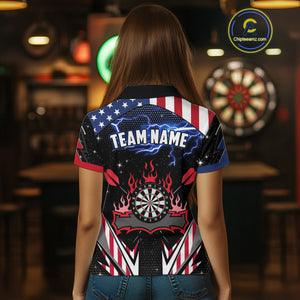 Personalized Thunder Lightning American Flag Darts Shirt For Women, Patriotic Darts League Jersey TDM4504