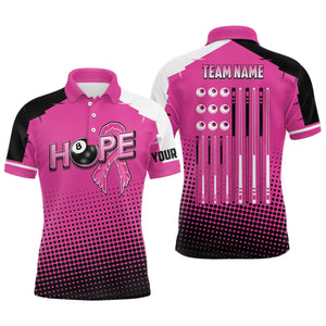 Pink Breast Cancer Awareness US Flag Custom Men Billiard Shirts, 8 Ball Pool Jerseys For Pooler TDM2424