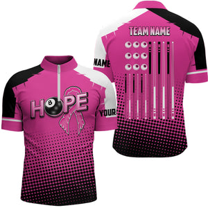 Pink Breast Cancer Awareness US Flag Custom Men Billiard Shirts, 8 Ball Pool Jerseys For Pooler TDM2424