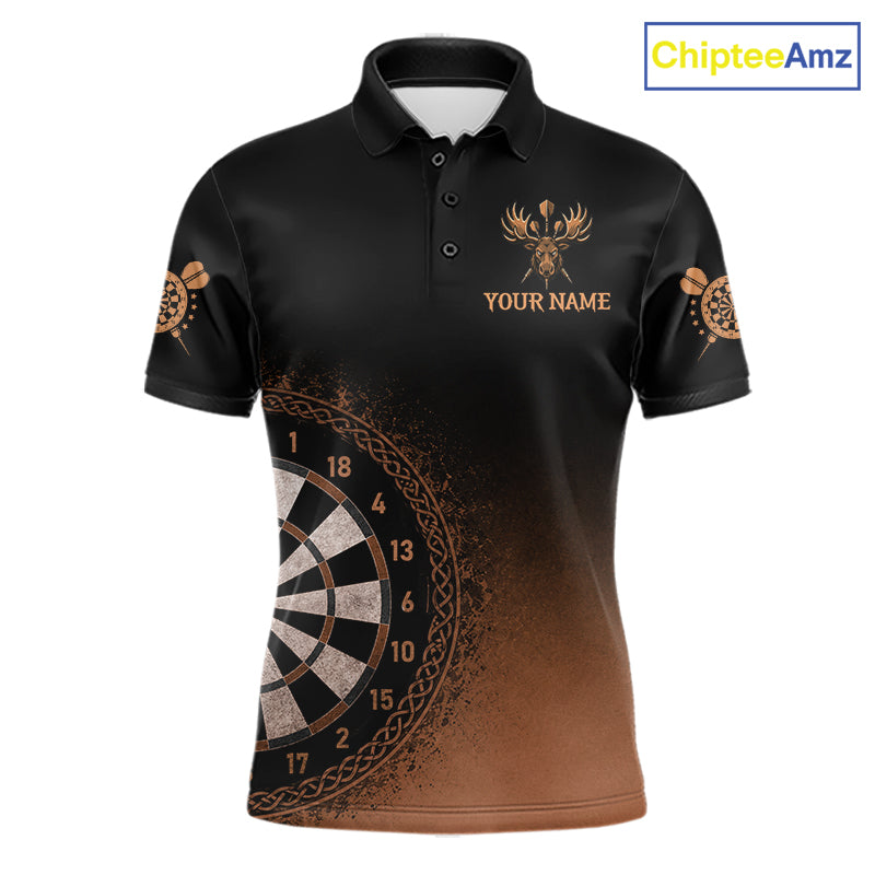 Black And Brown Funny Moose Darts Shirts For Men Custom Darts Team Jersey Polo & Quarter Zip TDM7440