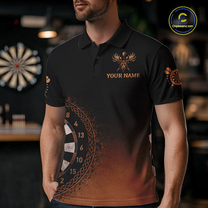 Black And Brown Funny Moose Darts Shirts For Men Custom Darts Team Jersey Polo & Quarter Zip TDM7440