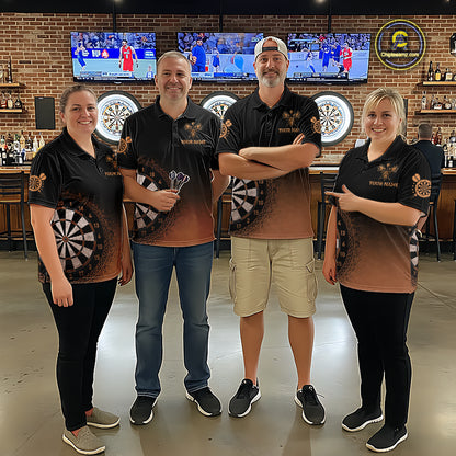 Black And Brown Funny Moose Darts Shirts For Men Custom Darts Team Jersey Polo & Quarter Zip TDM7440